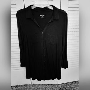 Merona tunic button down top, black